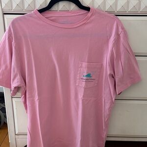 Vineyard Vines Pink Pocket Tee with Teal Whale Graphic